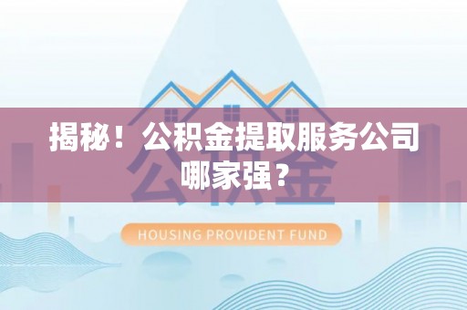 盐埔揭秘！公积金提取服务公司哪家强？