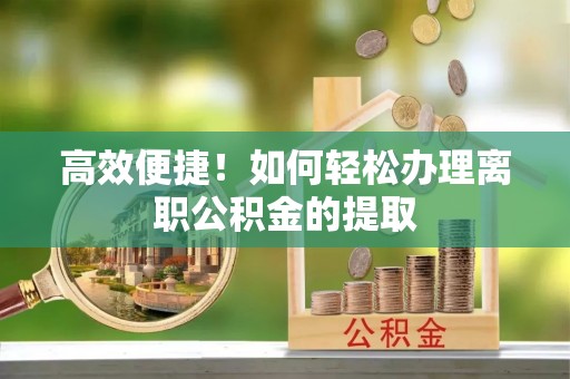 盐埔高效便捷！如何轻松办理离职公积金的提取